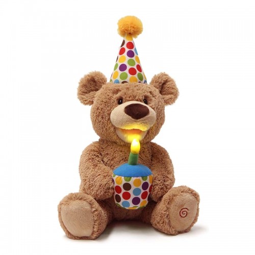 Gund Happy Birthday Bear Animated Plush Toy 14"| 0 months+ | Peek-a-boo Plush Toy | Baby Soft Toy | Stuffed Toy